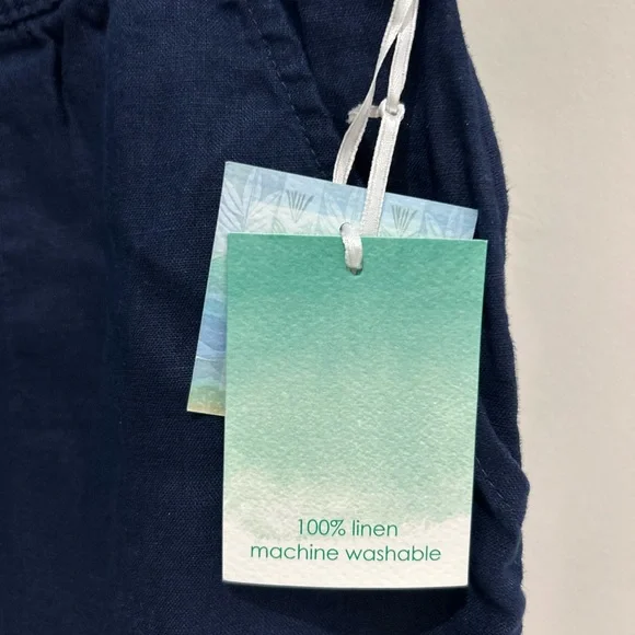 Sigrid Olsen Blue Wide Leg Linen Pants Women’s Size M Pull On NWT Loungewear - Picture 5 of 7